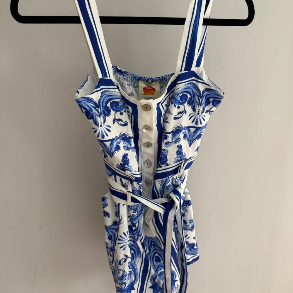 Farm Rio Blue and White Romper - Picture 5 of 8
